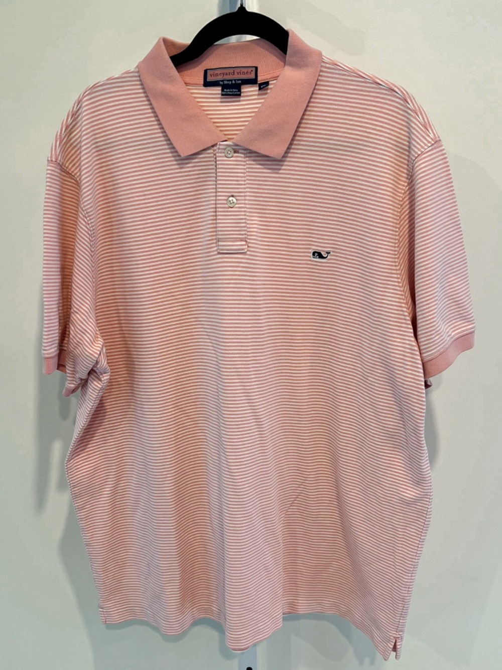 Vineyard Vines Light Pink and White Microstripe Polo Shirt Mens Sz XXL